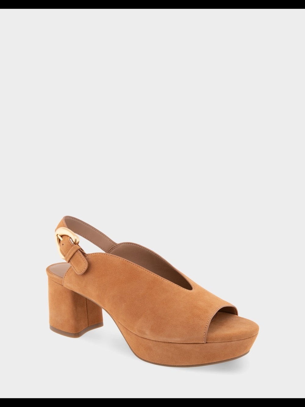 Aerosoles Suede Slingback Platform Sandal in Tan